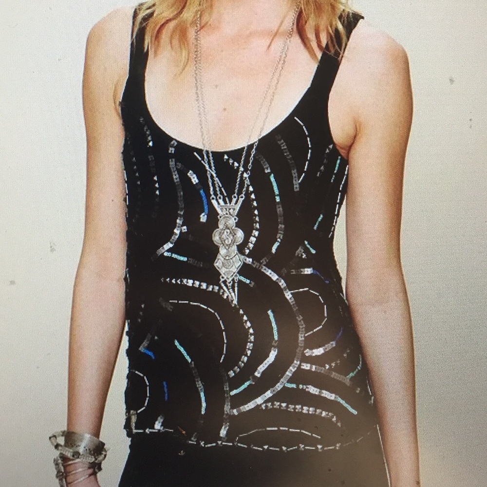 Free people black sequined top